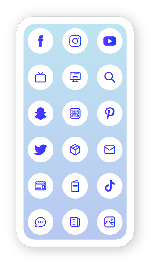 shoptimize-1-1 Phone displaying social media brand icons